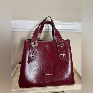 Laorentou Classic Women's Wine Leather Tote